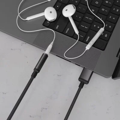 Porodo 3.5Mm To Usb A Audio Cable - Durable 10Cm Cable - Black